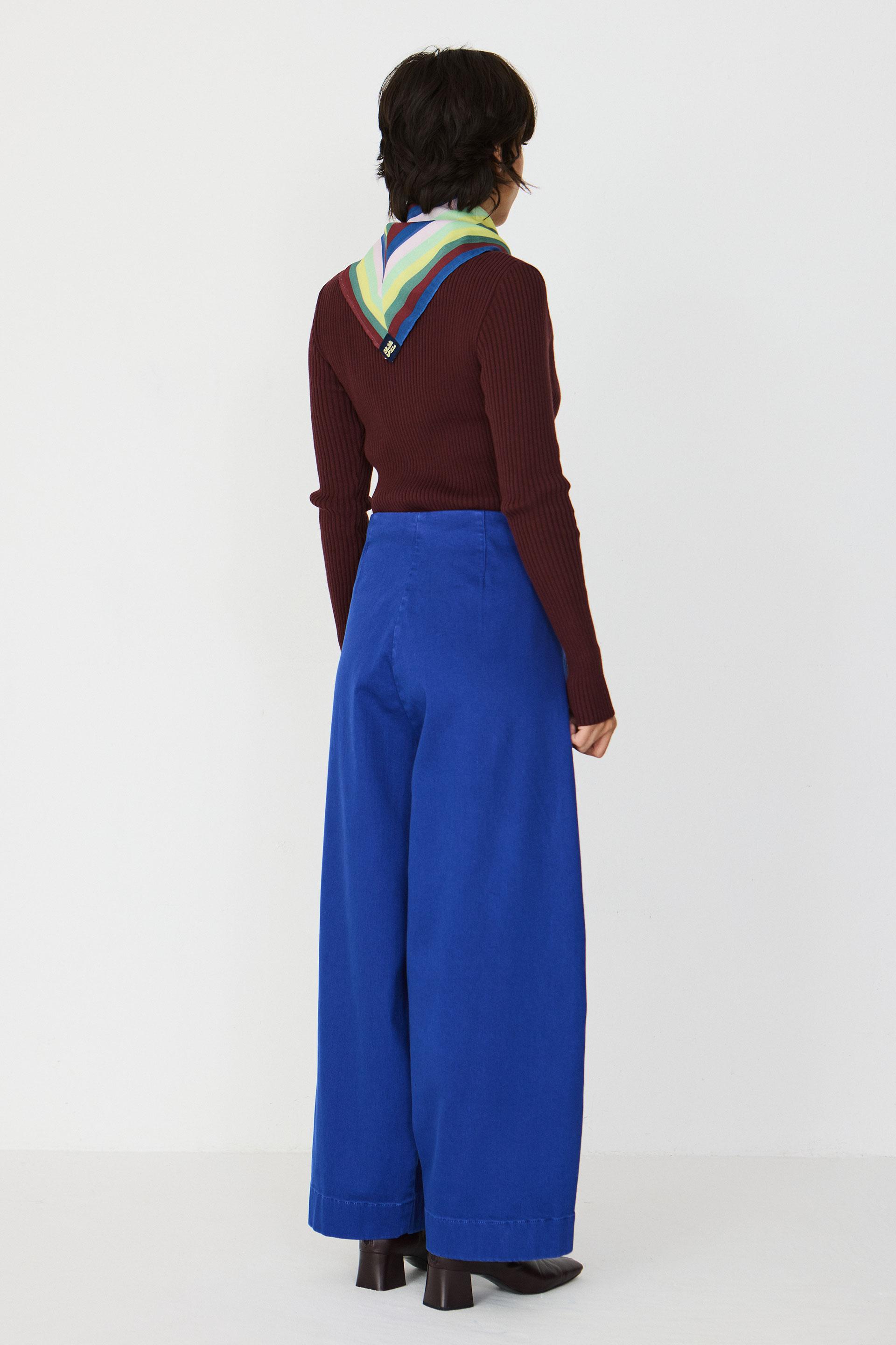 SKFK Mari Trouser Blue Damen GOTS Barrel Leg Pants blau